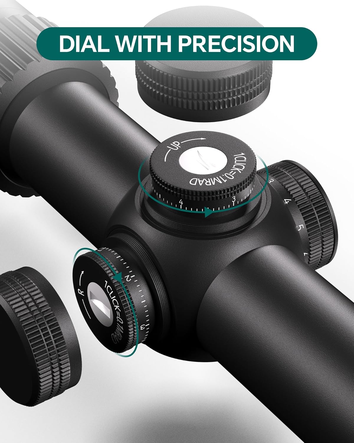 Aquilifer HT 3-12x56 SFP optics rifle scope with adjustable dials and precision markings in black finish.