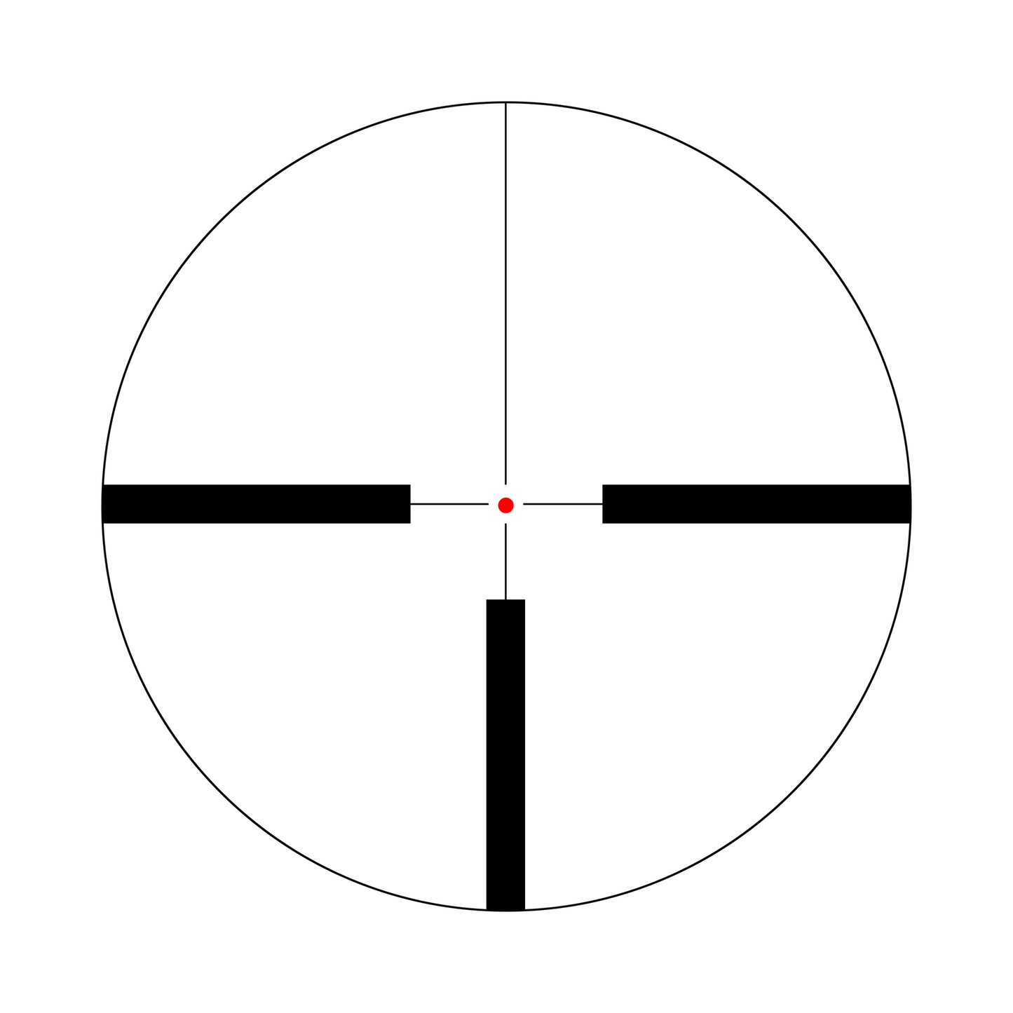 Aquilifer HT 3-12x56 SFP optics rifle scope reticle design with crosshairs and central red dot.