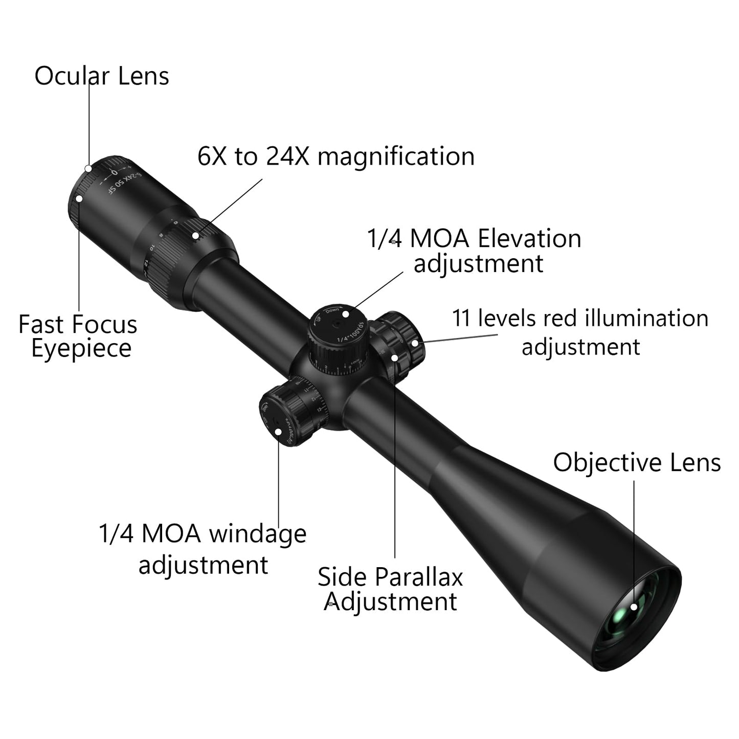 Aquilifer 6-24X50 FFP Optics Rifle Scope