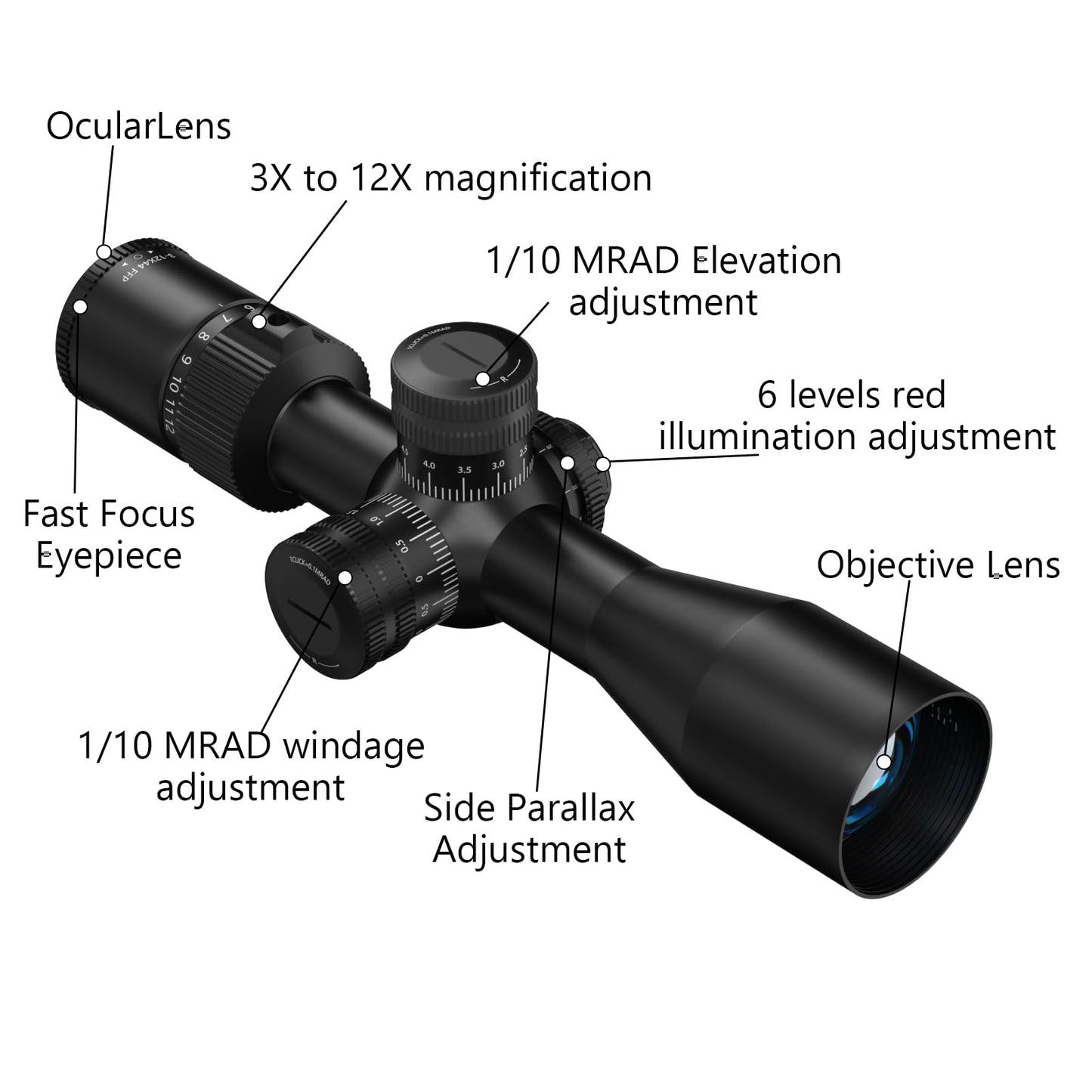 Aquilifer 3-12x56 FFP Optics Rifle Scope