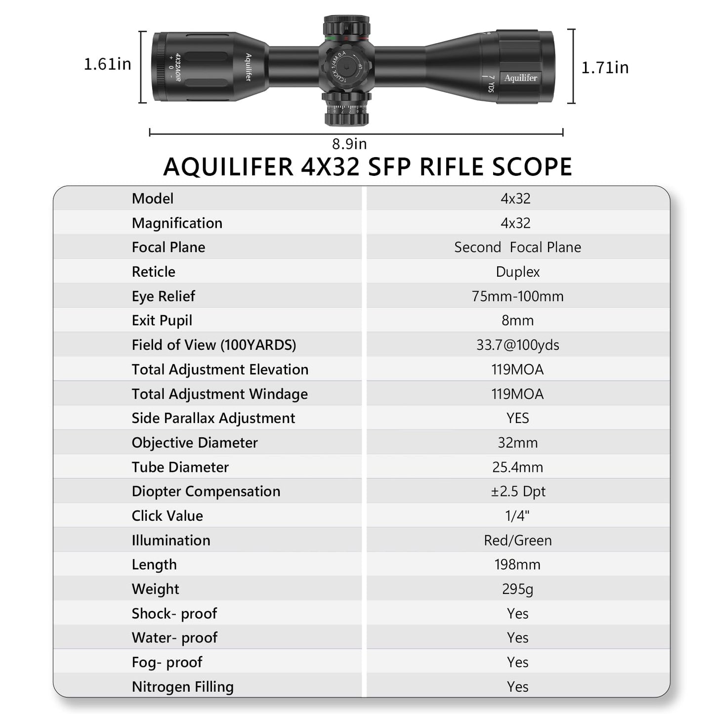 Aquilifer 4X32 SFP Optics Rifle Scope