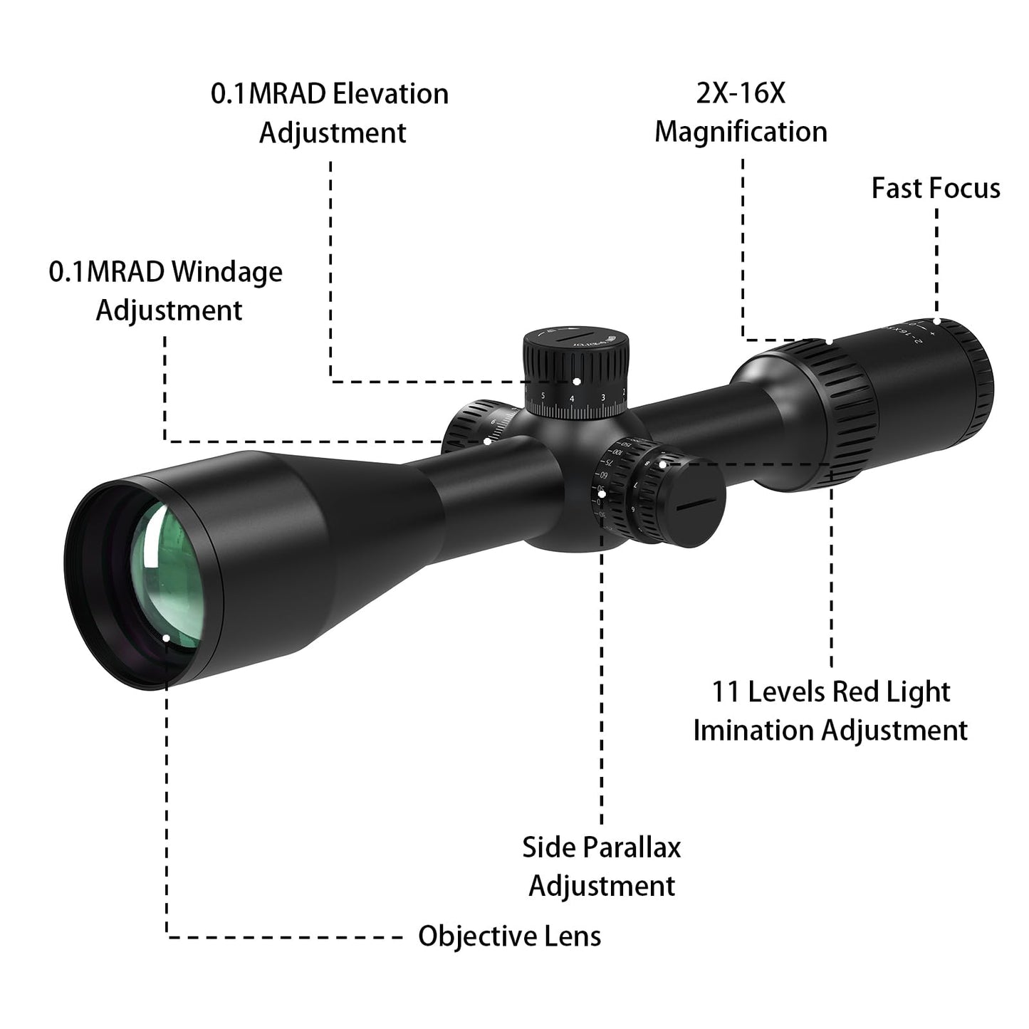 Aquilifer 2-16X50 SFP Optics Rifle Scope
