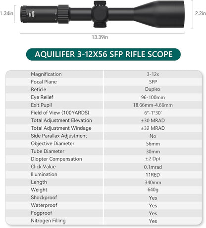 Aquilifer HT 3-12x56 SFP Optics Rifle Scope