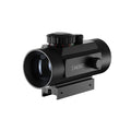 Aquilifer 1×40 red dot sight with a black finish, featuring an adjustable brightness dial and mounting rail.