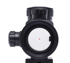 Aquilifer 1×40 viseur point rouge avec un objectif circulaire et un réticule point rouge, doté de boutons réglables sur le dessus.