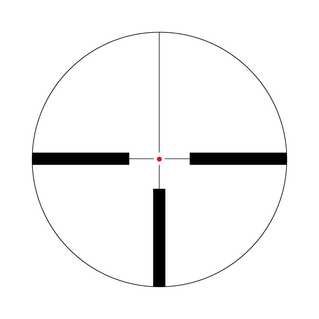 Aquilifer HT 3-12x56 SFP optics rifle scope reticle design with crosshairs and central red dot.