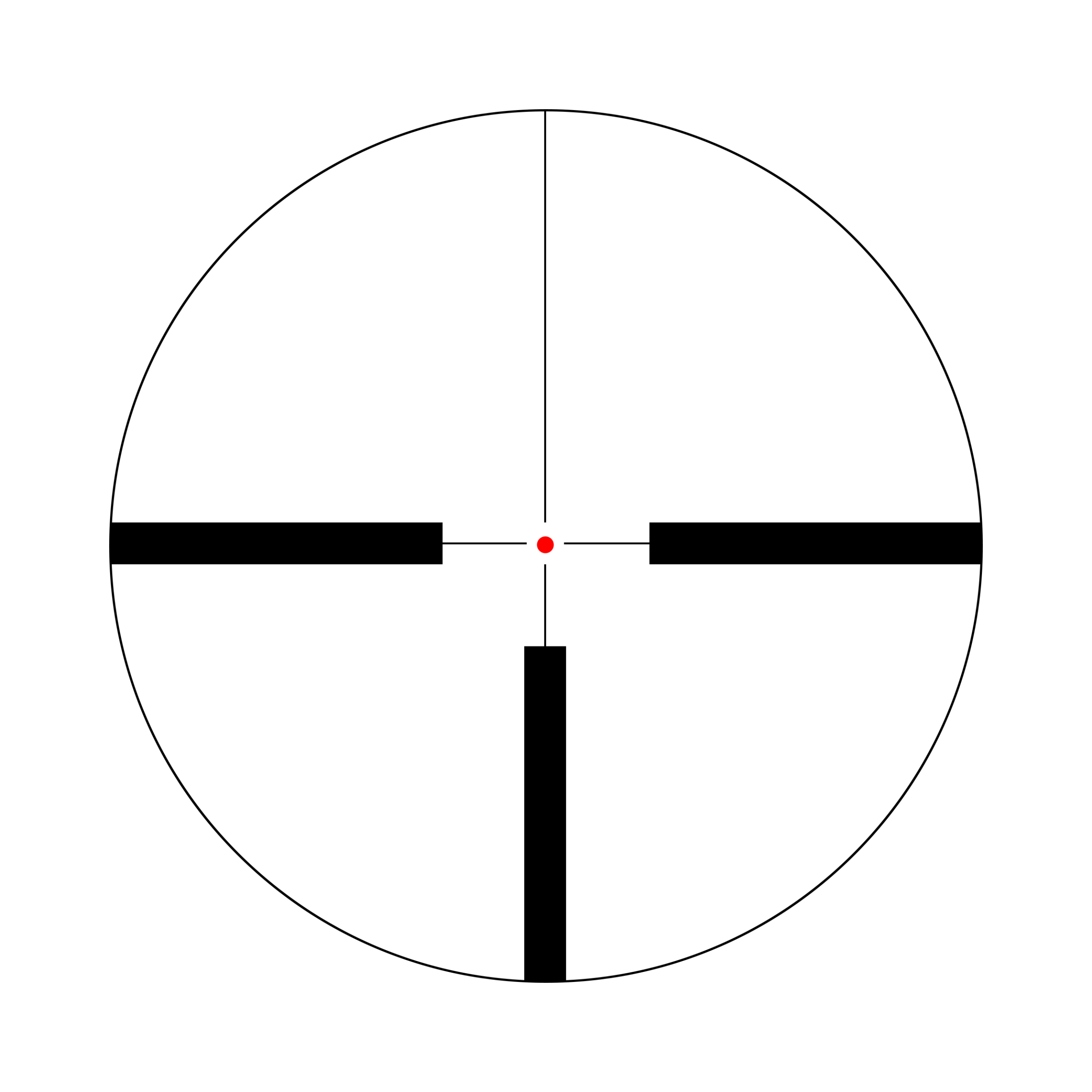 Aquilifer HT 3-12x56 SFP optics rifle scope reticle design with crosshairs and central red dot.