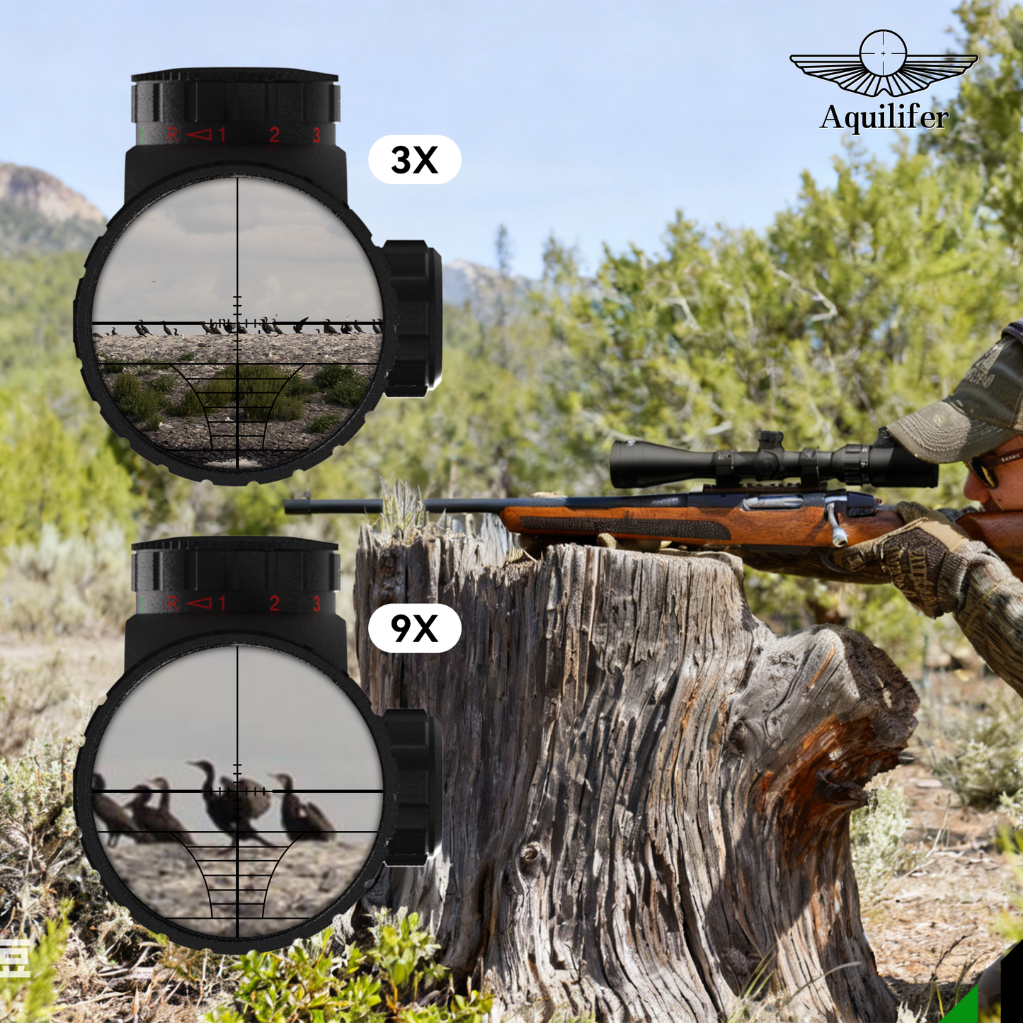 Aquilifer HT 3-9x40 SFP Rifle Scope – Illuminated, 1-Inch Tube, Rings Included