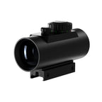 Aquilifer 1×40 red dot sight with a black cylindrical body and adjustable elevation and windage knobs.