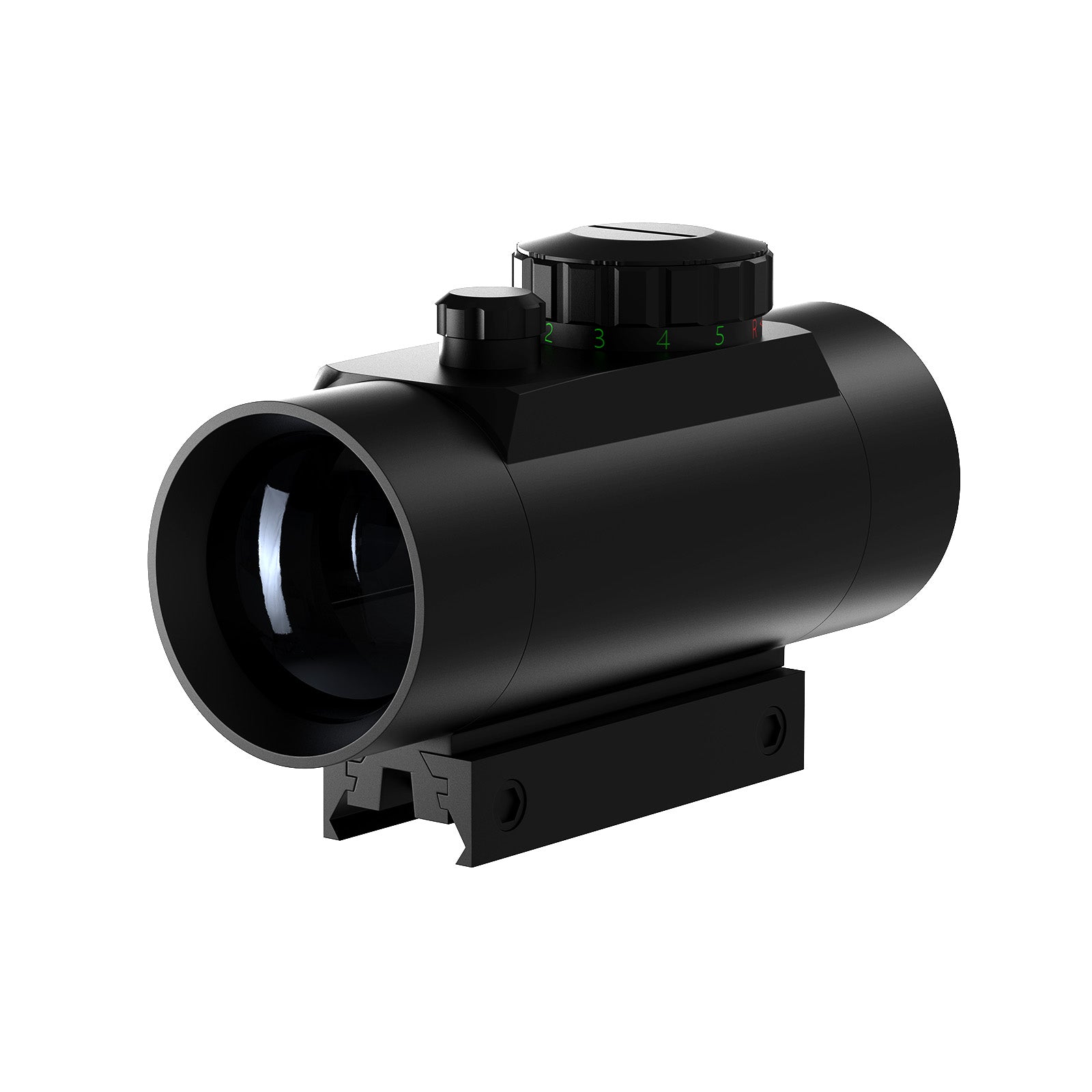 Aquilifer 1×40 viseur point rouge avec un corps cylindrique noir et des boutons d'élévation et de dérive réglables.