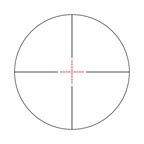 Aquilifer HT 4-16X44 SFP rifle scope reticle with crosshairs and red center dot on a circular background.
