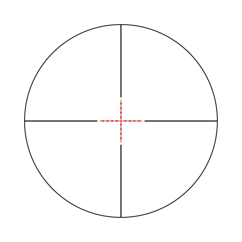 Aquilifer HT 4-16X44 SFP rifle scope reticle with crosshairs and red center dot on a circular background.