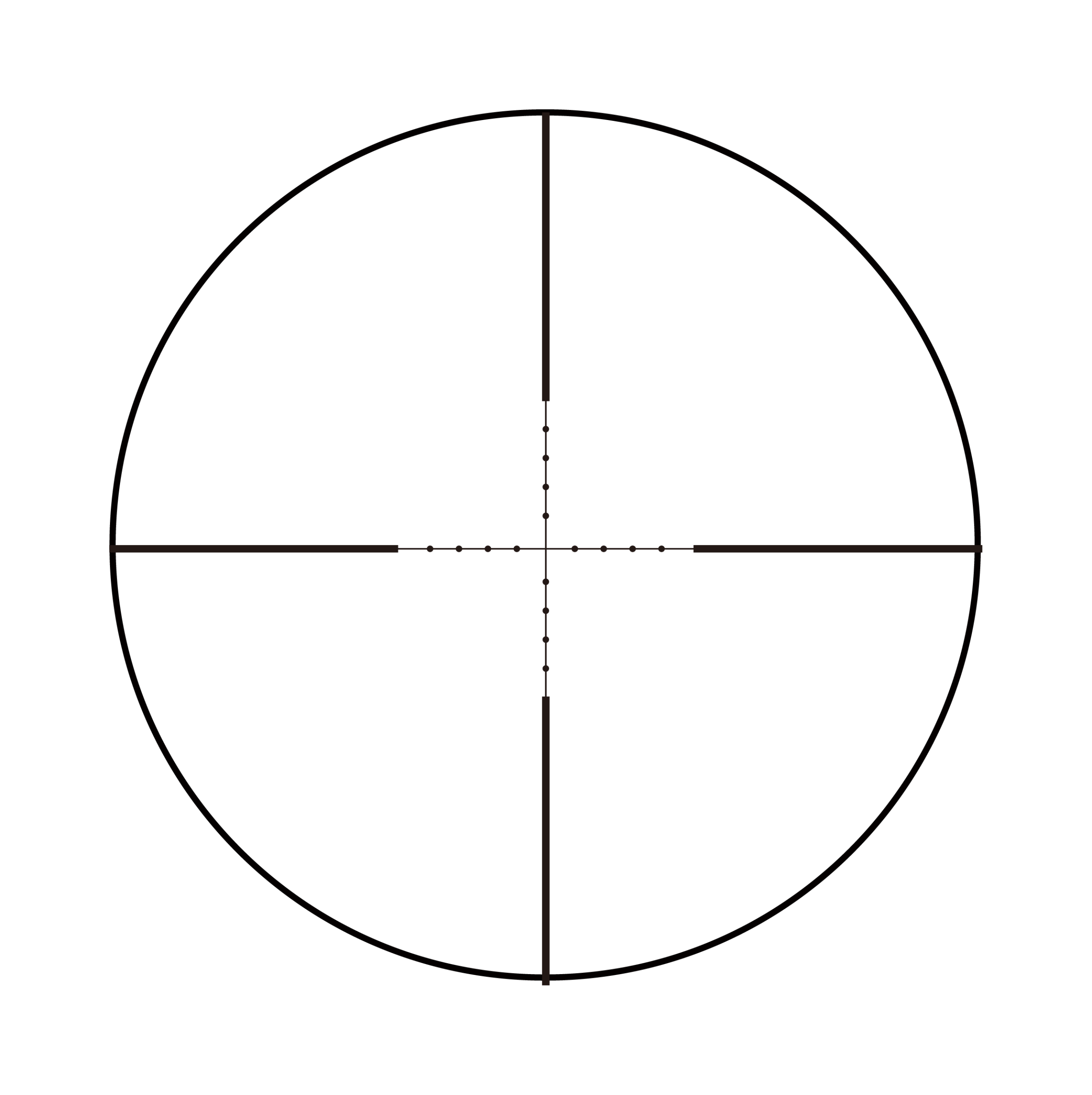 Conception de réticule de lunette de tir Aquilifer 4X32 SFP avec réticule et marquages de mesure dans un motif circulaire.