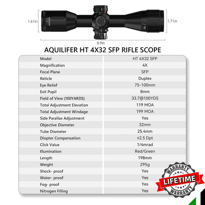 Aquilifer 4X32 SFP Optics Rifle Scope