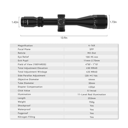 Aquilifer HT 4-16X44 SFP Rifle Scope