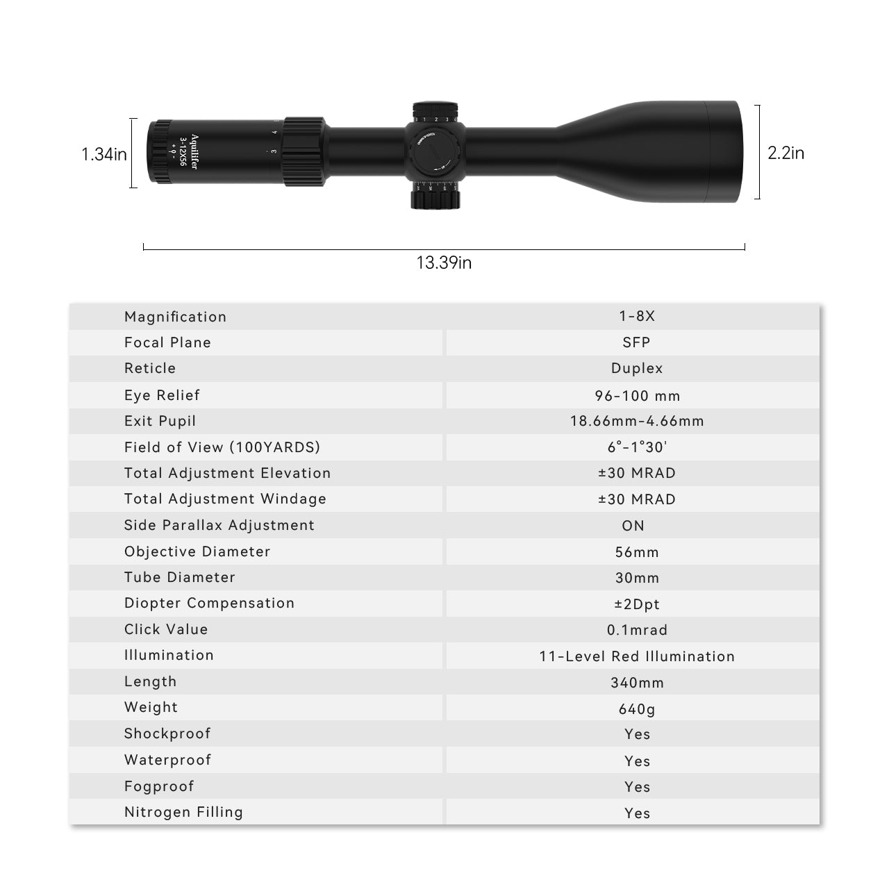 Aquilifer HT 3-12x56 SFP Optics Rifle Scope