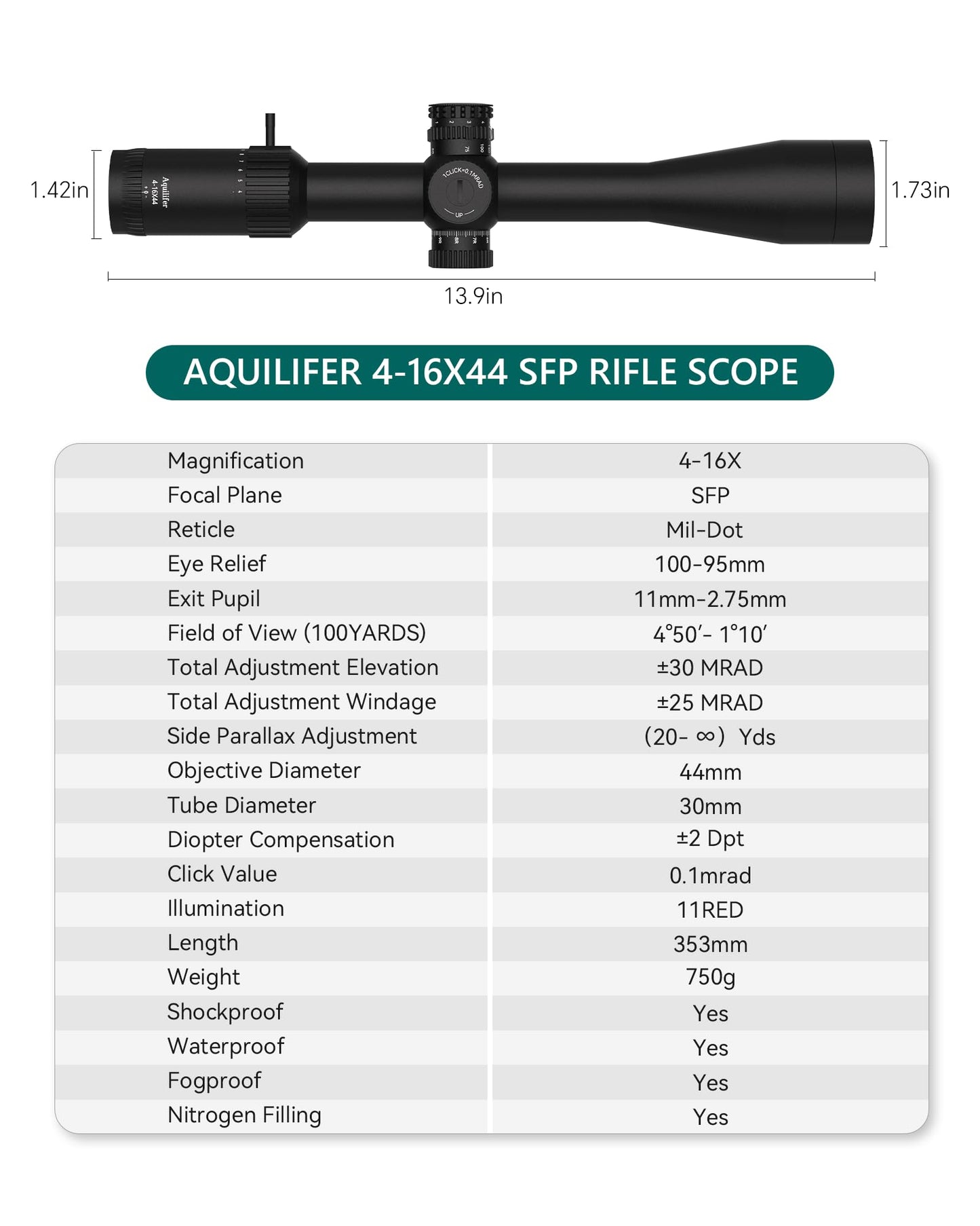 HT 4-16X44 SFP MOA Illuminated 30MM Tube