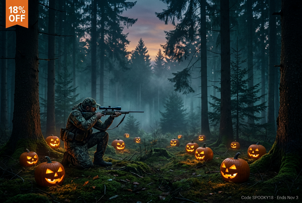 Halloween deal 18% off sitewide Aquilifer Optics pumpkin banner SPOOKY18