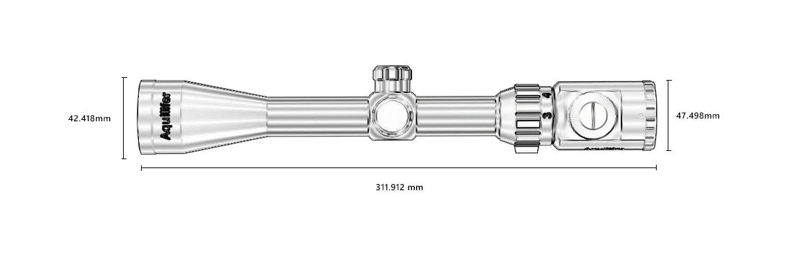 aquilifer ht 3-9X40 Product dimensions diagram