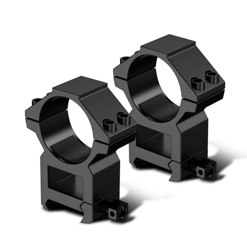 Aquilifer 30mm scope rings in black, featuring a sturdy design with mounting holes and textured grip surfaces.
