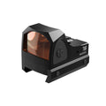 Aquilifer red dot sight with a black body and an orange lens, featuring a TMR reticle and mounting rail.