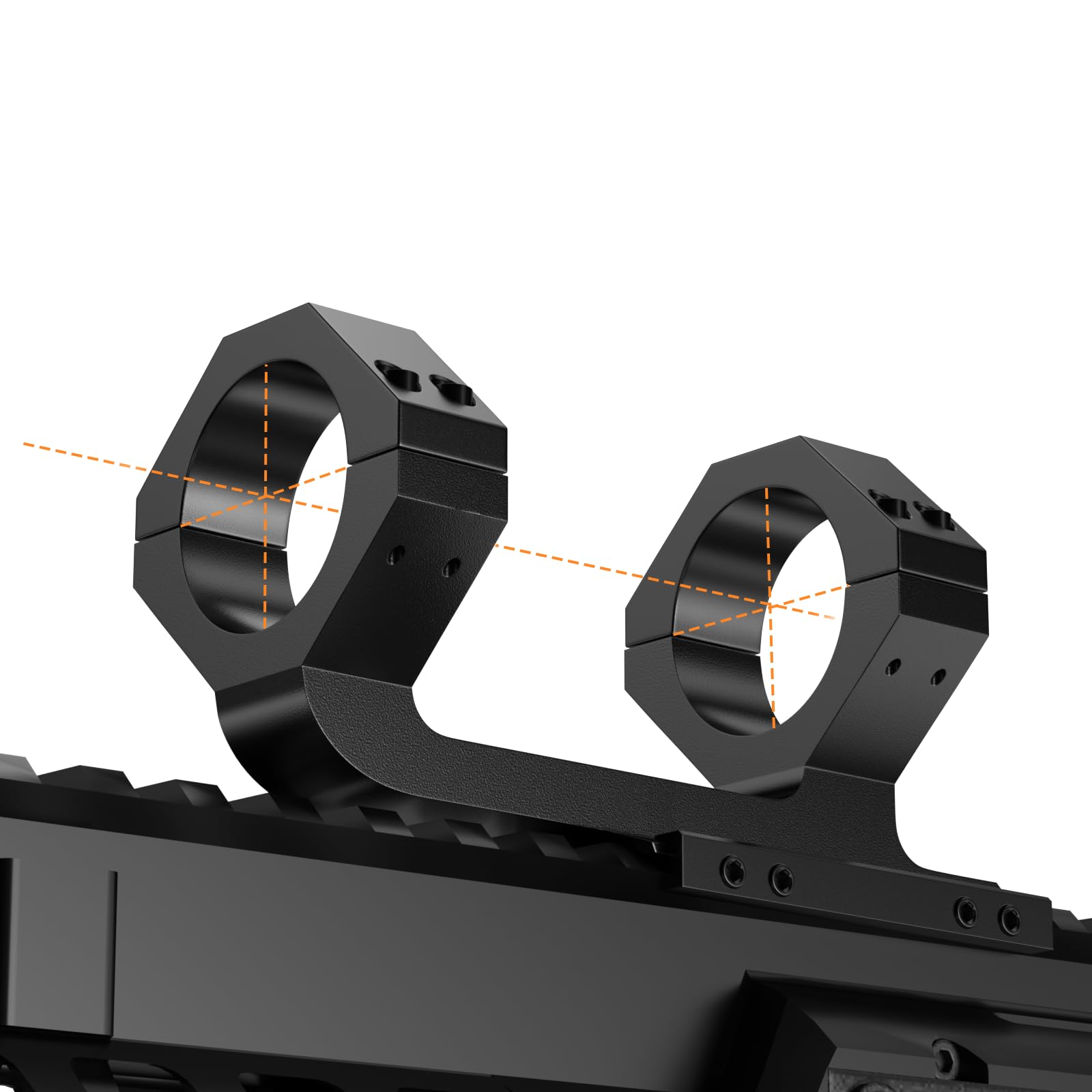 Montage de lunette cantilever Aquilifer 34 mm en noir, avec deux anneaux hexagonaux et une base plate pour un attachement sécurisé.