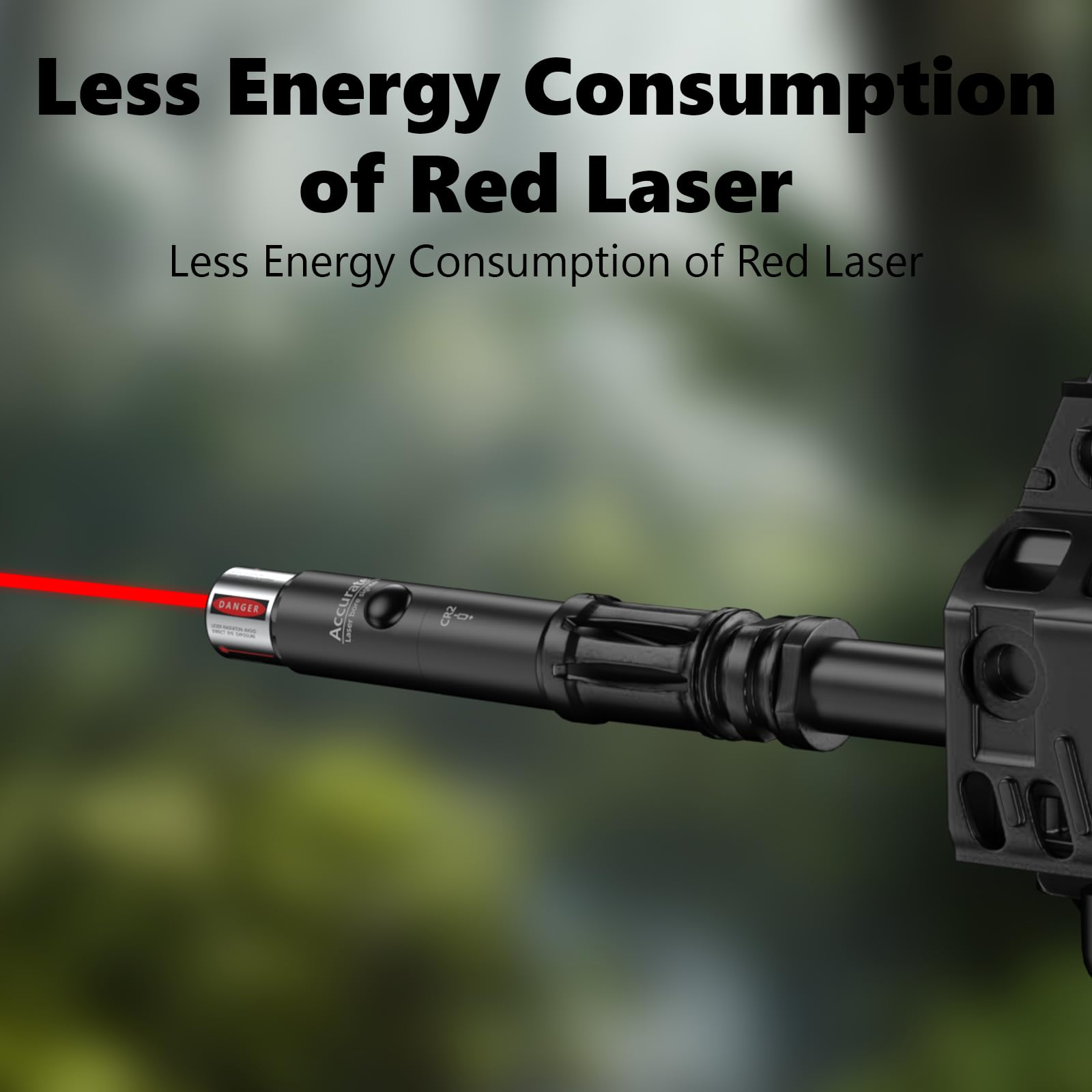 Calibrateur laser Aquilifer avec un faisceau laser rouge, présentant un corps noir élégant et des éléments de design détaillés.