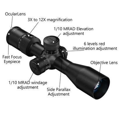 Aquilifer 3-12x56  FFP Optics Rifle Scope