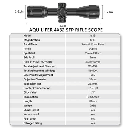 Aquilifer 4X32 SFP Optics Rifle Scope