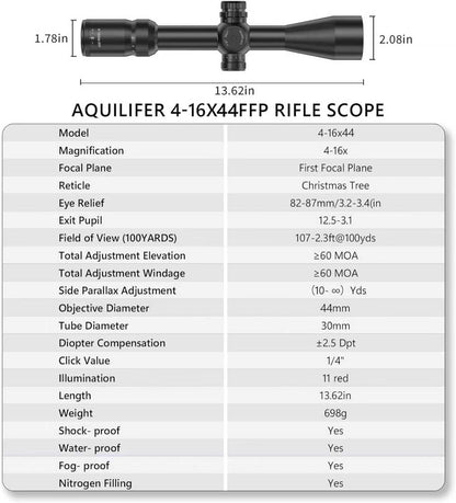 Aquilifer 4-16X44 FFP Rifle Scope