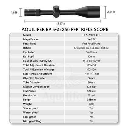 Aquilifer 5-25X56 FFP Optics Rifle Scope
